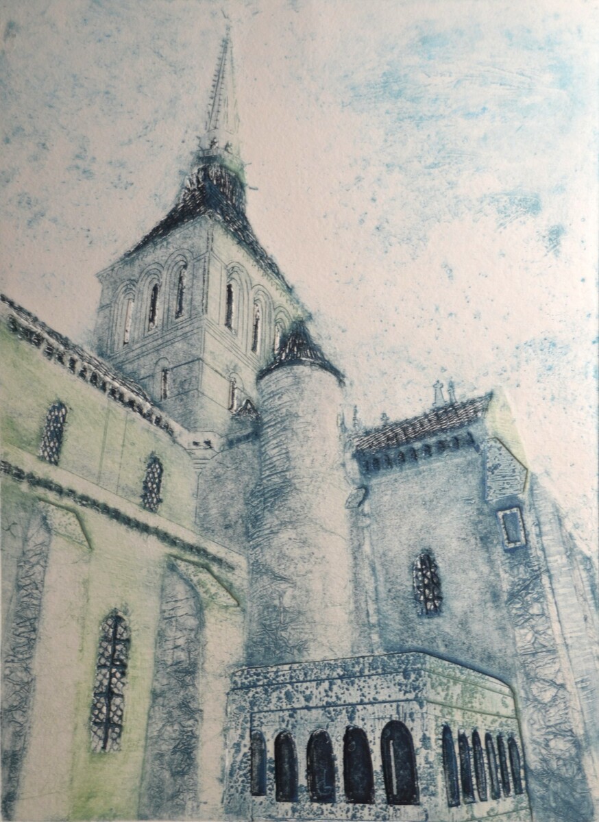 gravure sur l'abbaye du Mont Saint -Michel